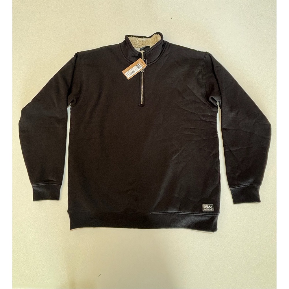 Eddie Bauer Mens Mt Sig Fleece Faux Shearling 1/4 Zip Pullover Black Size TL